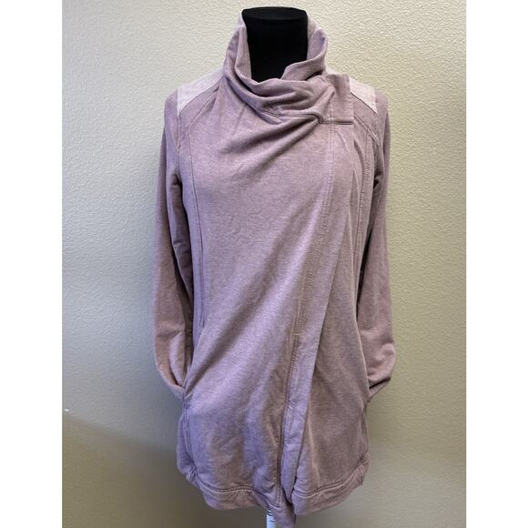 Lululemon Sweaters - Lululemon Coast Wrap Sweater Heathered Chalky Rose Womens 6 Thumb Holes Yoga